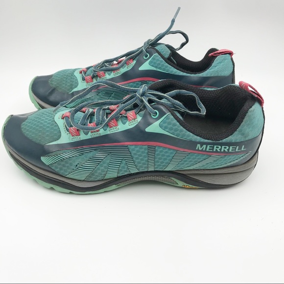 MERRELL Lace Up Teal Pink Hiking Shoes Sneakers Womens 8.5 - Picture 4 of 12
